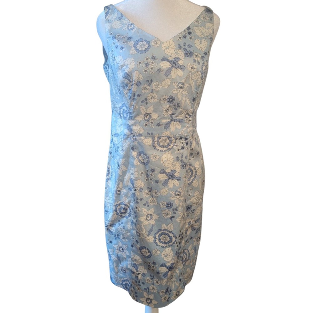Brooks Brothers Womens Blue Floral Cotton Chintz Sleeveless Empire Waist Dress 4